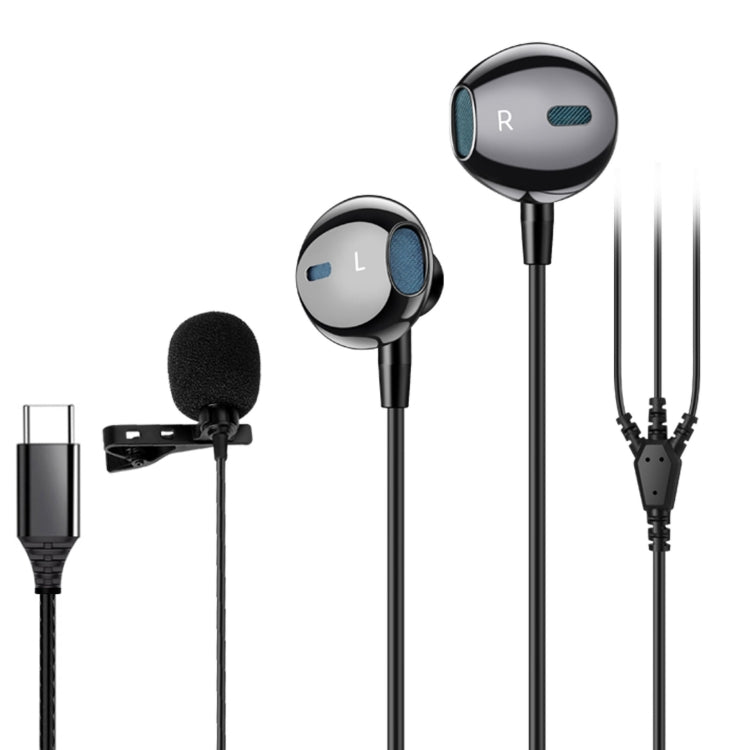 In-ear Wired Earphone Computer Subwoofer Singing Game Monitor Earphone, 3.5mm Black, Type-C Black