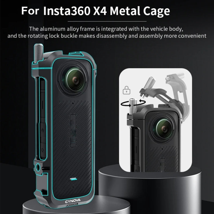 For Insta360 X4 CYNOVA Metal Rabbit Cage + Lens Cover Set Protective Accessories