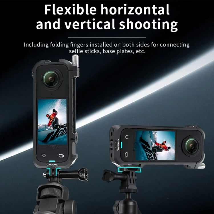 For Insta360 X4 CYNOVA Metal Rabbit Cage + Lens Cover Set Protective Accessories