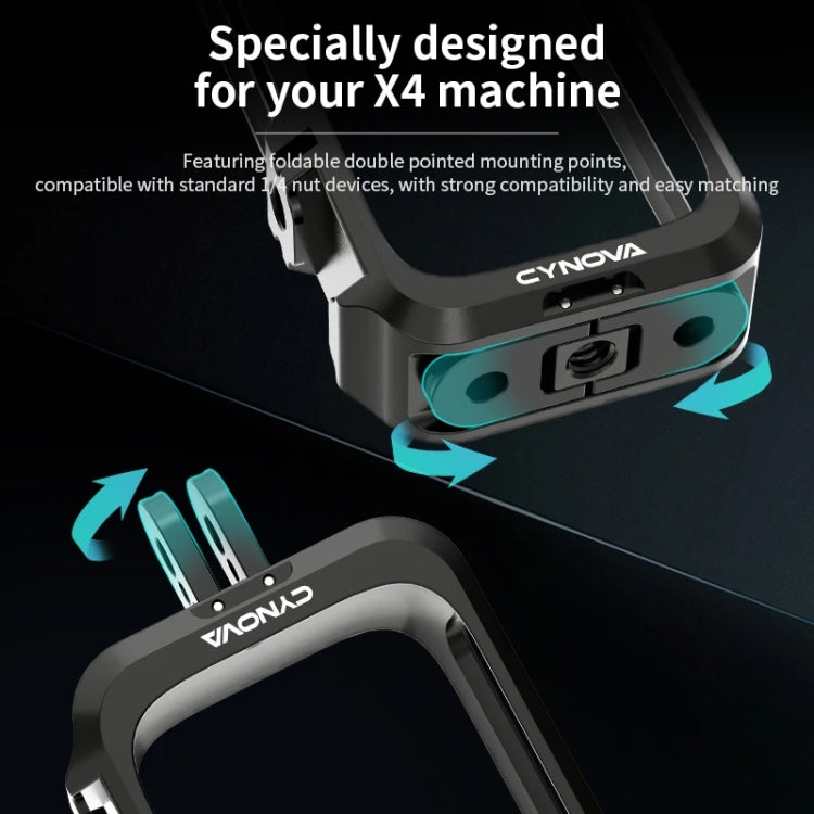 For Insta360 X4 CYNOVA Metal Rabbit Cage + Lens Cover Set Protective Accessories
