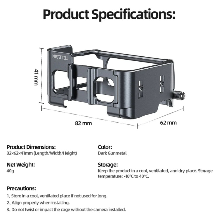 For Insta 360 Ace / Ace Pro TELESIN S6-FMS-02 Vertical Shot Quick Release Metal Rabbit Cage Body Protection Accessories