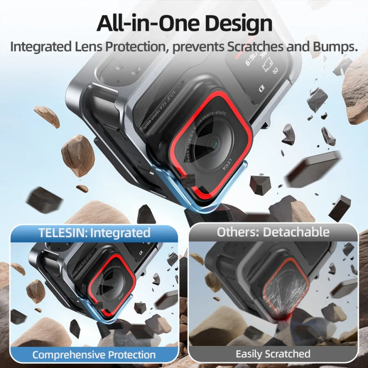 For Insta 360 Ace / Ace Pro TELESIN S6-FMS-02 Vertical Shot Quick Release Metal Rabbit Cage Body Protection Accessories