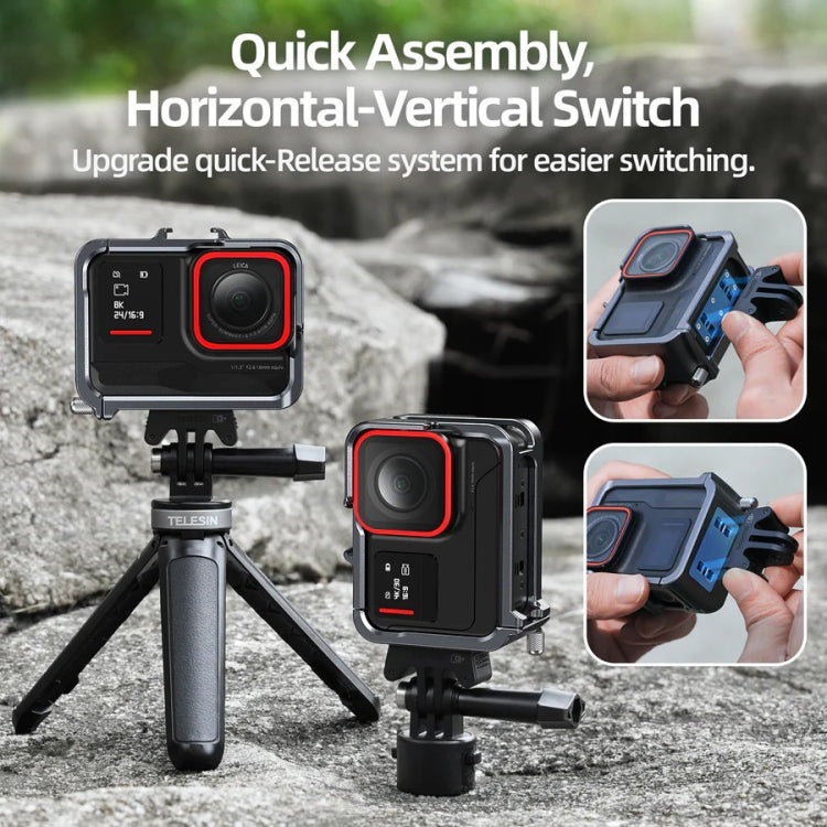 For Insta 360 Ace / Ace Pro TELESIN S6-FMS-02 Vertical Shot Quick Release Metal Rabbit Cage Body Protection Accessories