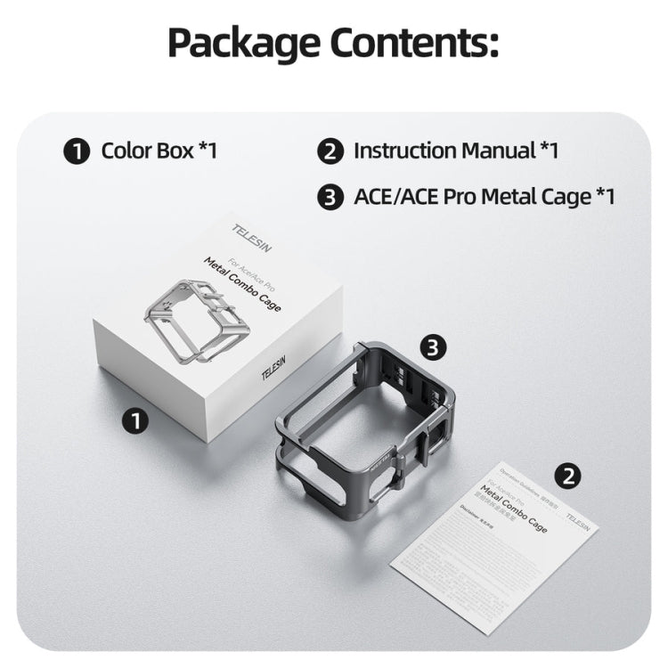 For Insta 360 Ace / Ace Pro TELESIN S6-FMS-02 Vertical Shot Quick Release Metal Rabbit Cage Body Protection Accessories