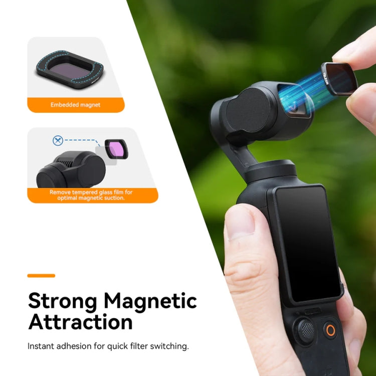 For DJI Pocket 3 TELESIN S5-FLT-03 Magnetic Suction Filter Set CPL+ND16+ND64+ND256