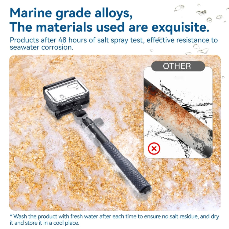 65.4cm Aluminum Alloy Waterproof Ball Head Selfie Stick Diving Shooting Sports Camera Extension Stick, TELESIN WSS-001