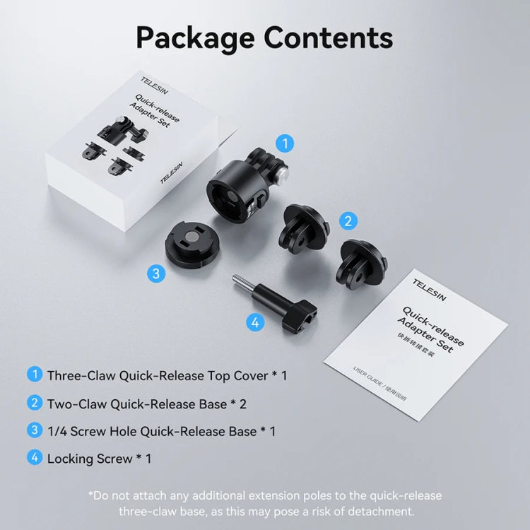 TELESIN CQM-001 Universal Magnetic Quick Release Adapter Kit For Sports Cameras, Magnetic Quick Release Adapter Kit