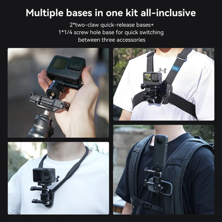 TELESIN CQM-001 Universal Magnetic Quick Release Adapter Kit For Sports Cameras, Magnetic Quick Release Adapter Kit