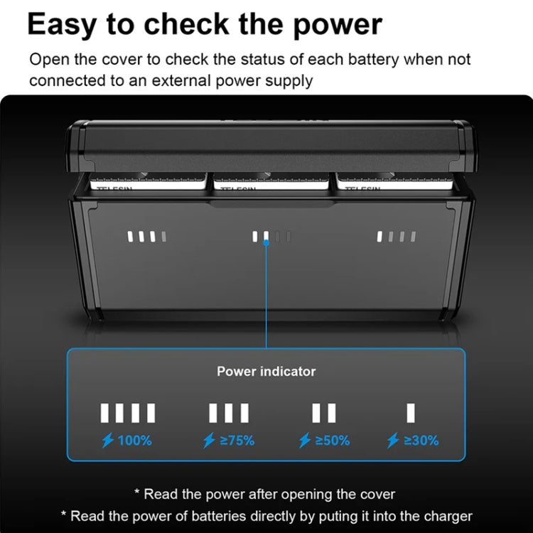 TELESIN GP-HPB-012 Pocket Multifunctional Storage Charging Box For GoPro HERO12 Black / HERO11 Black / HERO10 Black / HERO9 Black, GP-HPB-012