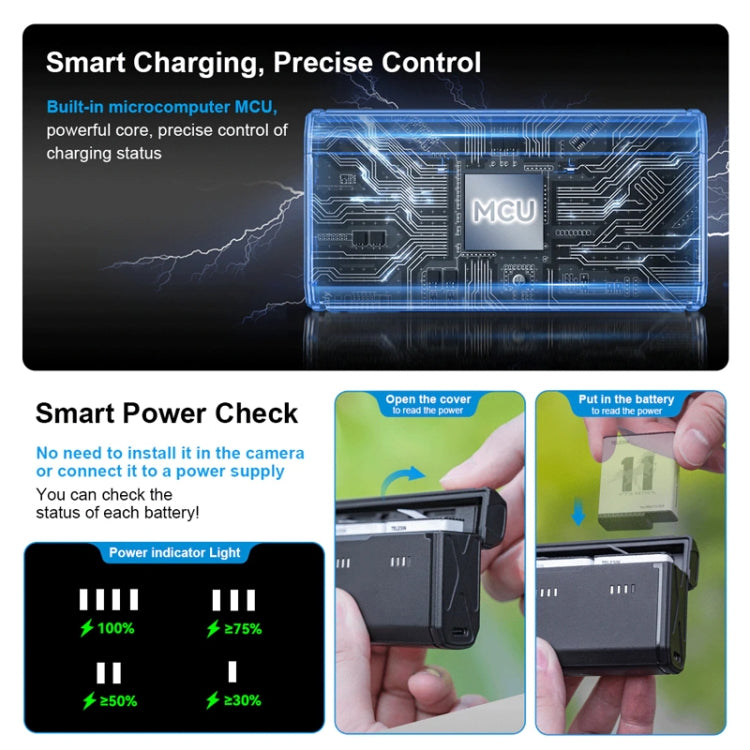 TELESIN GP-HPB-012 Pocket Multifunctional Storage Charging Box For GoPro HERO12 Black / HERO11 Black / HERO10 Black / HERO9 Black, GP-HPB-012