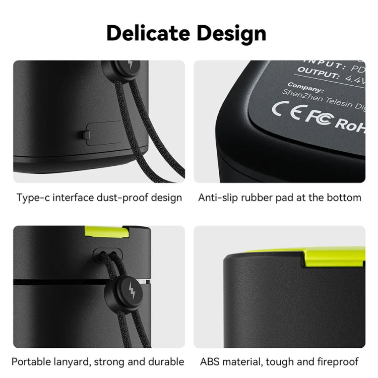 TELESIN GP-FCK-B11 Fast Charged Battery Storage Charging Box For GoPro HERO12 Black / HERO11 Black / HERO10 Black / HERO9 Black, GP-FCK-B11