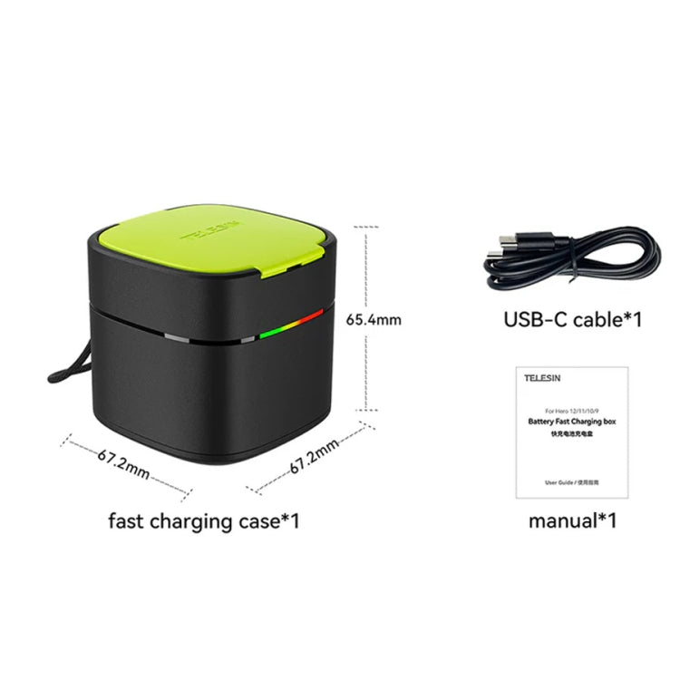 TELESIN GP-FCK-B11 Fast Charged Battery Storage Charging Box For GoPro HERO12 Black / HERO11 Black / HERO10 Black / HERO9 Black, GP-FCK-B11