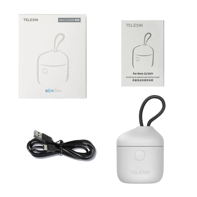TELESIN GP-BTR-904-GY Storage Battery Charging Box For GoPro HERO12 Black / HERO11 Black / HERO10 Black / HERO9 Black, GP-BTR-904-GY