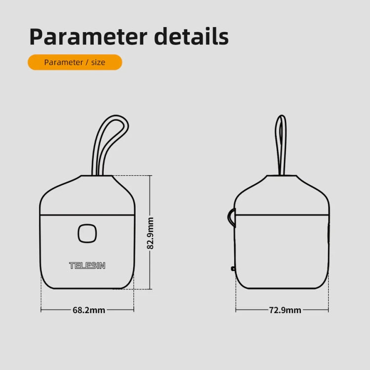 TELESIN GP-BTR-904-GY Storage Battery Charging Box For GoPro HERO12 Black / HERO11 Black / HERO10 Black / HERO9 Black, GP-BTR-904-GY