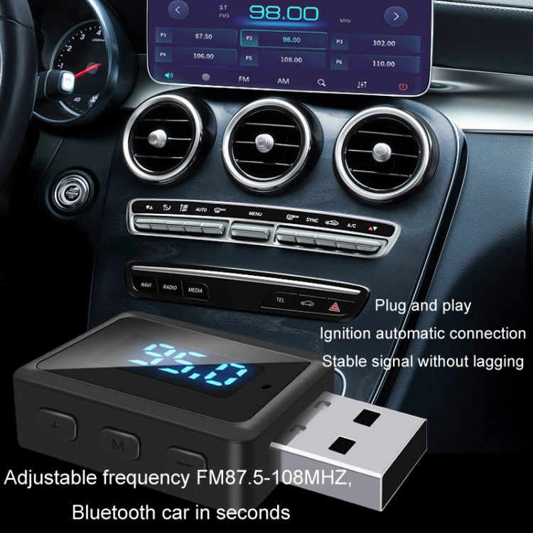 Récepteur audio Bluetooth 5.3 T60, émetteur, autoradio, USB, FM, Bluetooth, 2 en 1