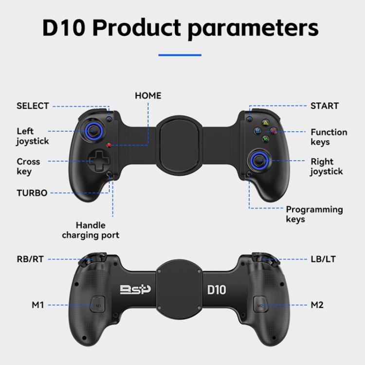 BSP-D10 Wireless Stretch Game Controller for Switch / Android / IOS / PC / PS3 / PS4, D10 Black, D10 White, D10 Pink
