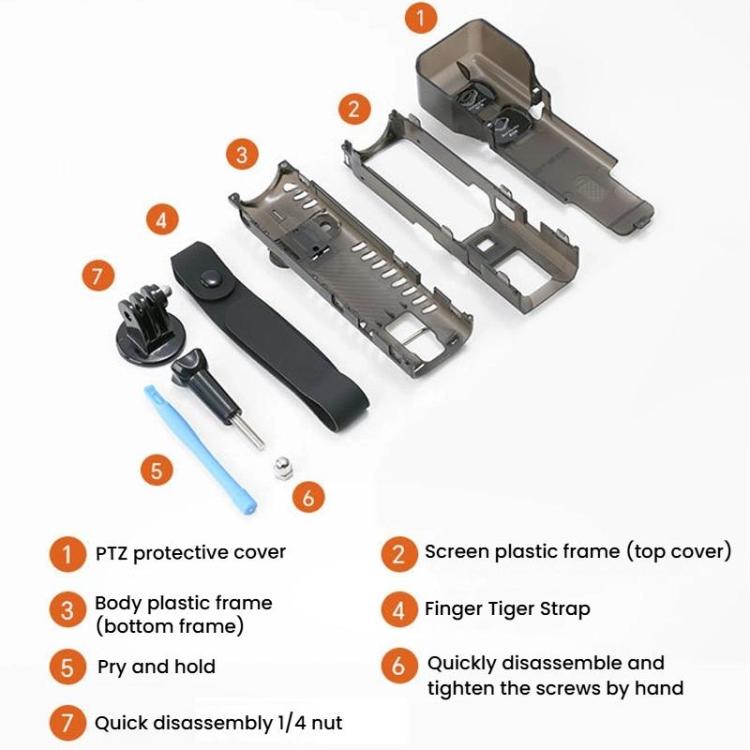 For DJI OSMO Pocket 3 RCSTQ Transparent Protective Case Global Anti-Dislodgement Strap Storage Shell