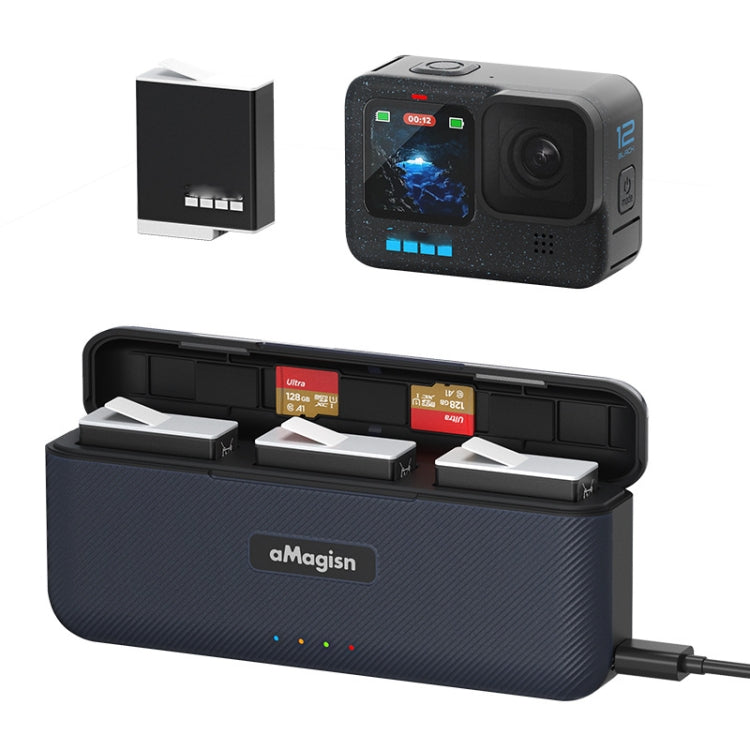 AMagisn Portable Fast Charge Hub For GoPro HERO12 Black / HERO11 Black / HERO10 Black / HERO9 Black, For GoPro HERO12 /11/10/9 AP03