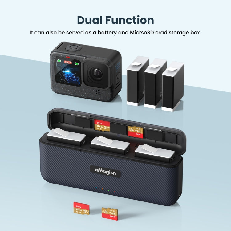 AMagisn Portable Fast Charge Hub For GoPro HERO12 Black / HERO11 Black / HERO10 Black / HERO9 Black, For GoPro HERO12 /11/10/9 AP03