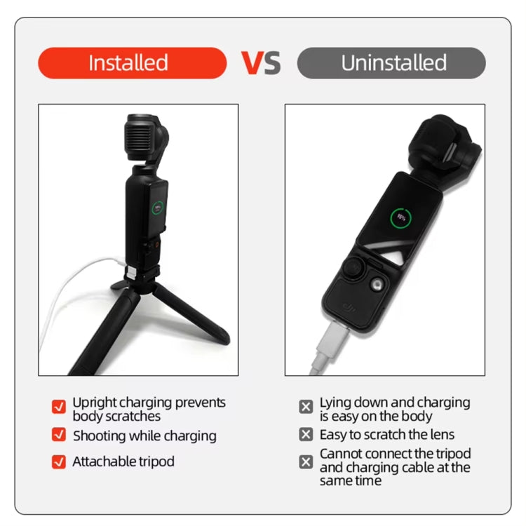 For DJI OSMO Pocket 3 Camera Charging Base Quick Release Mount Adapter With 1/4 Inch Hole, Only Base, With Tripod