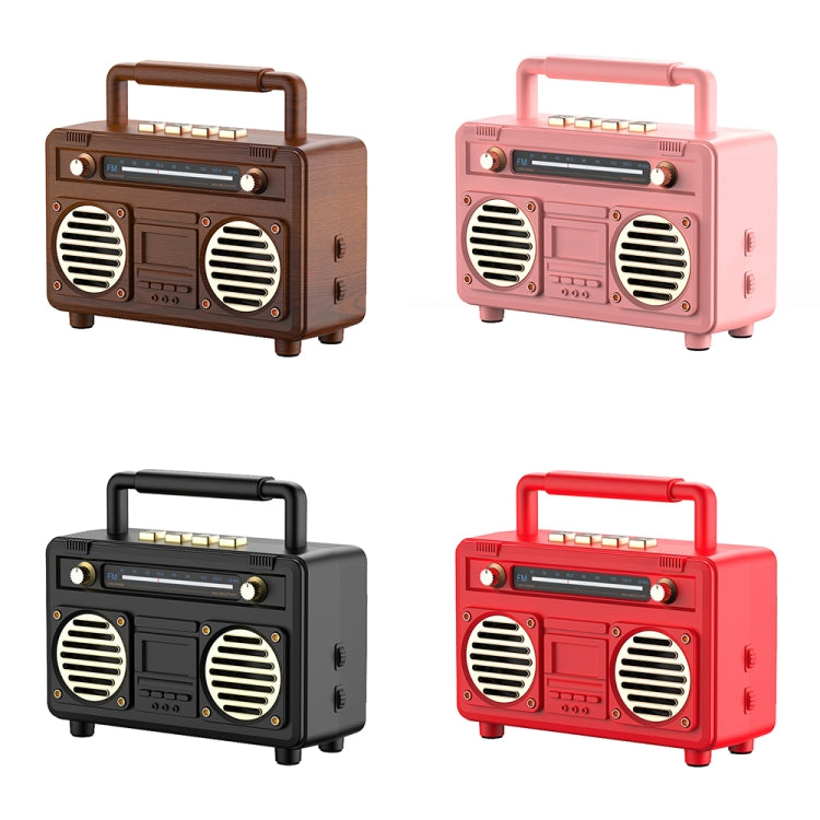 BT21 Retro USB Flash Drive FM Radio Wireless Bluetooth Speaker, Rosewood, Pink, Black, Red