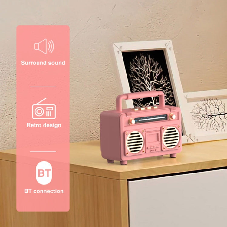 BT21 Retro USB Flash Drive FM Radio Wireless Bluetooth Speaker, Rosewood, Pink, Black, Red
