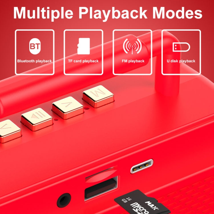 BT21 Retro USB Flash Drive FM Radio Wireless Bluetooth Speaker, Rosewood, Pink, Black, Red