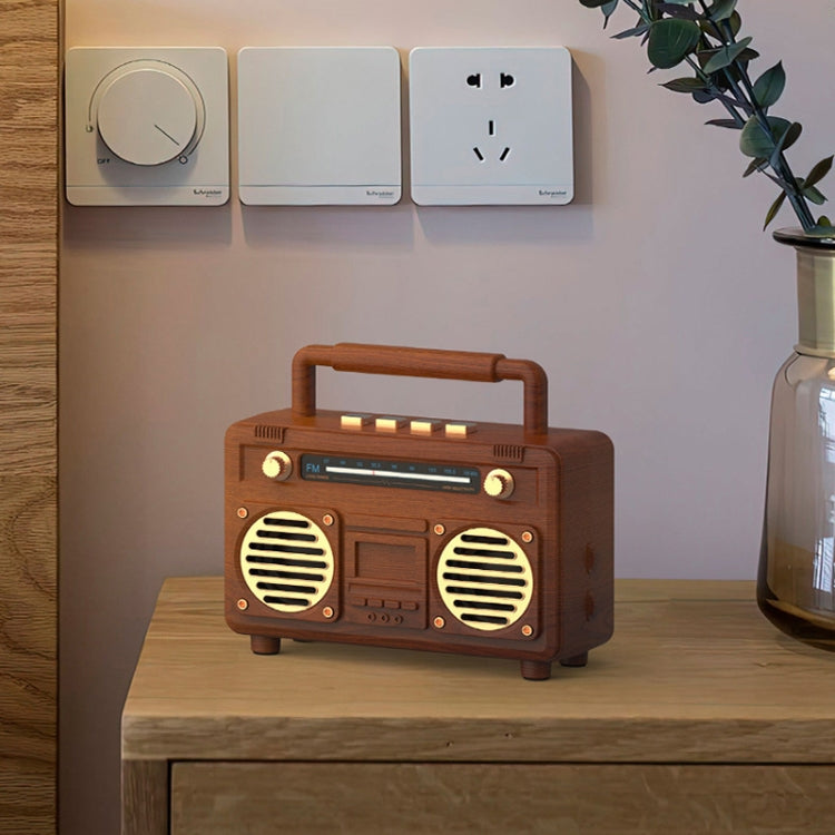 BT21 Retro USB Flash Drive FM Radio Wireless Bluetooth Speaker, Rosewood, Pink, Black, Red
