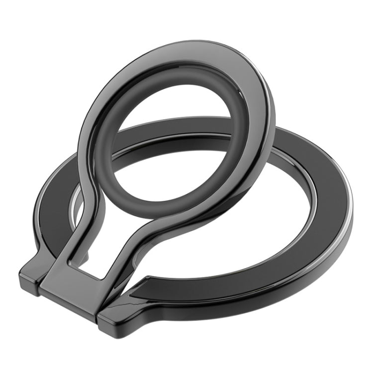 Magnetic Mobile Phone Holder Zinc Alloy Phone Finger Ring Bracket With Silicone Ring Guard, Style 2 Silver+Orange, Style 2  Black, Style 2 Black+Orange
