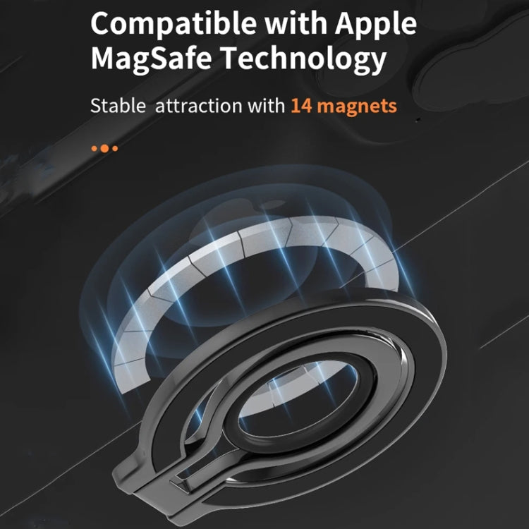 Magnetic Mobile Phone Holder Zinc Alloy Phone Finger Ring Bracket With Silicone Ring Guard, Style 2  Black, Style 2 Black+Orange, Style 2 Silver+Orange