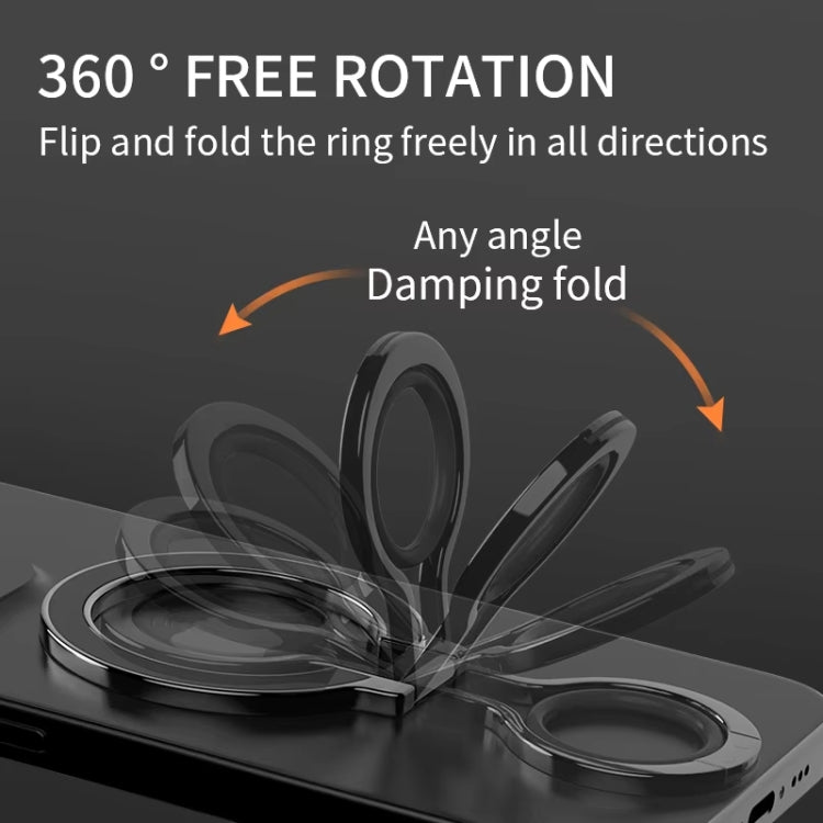 Magnetic Mobile Phone Holder Zinc Alloy Phone Finger Ring Bracket With Silicone Ring Guard, Style 2 Silver+Orange, Style 2  Black, Style 2 Black+Orange