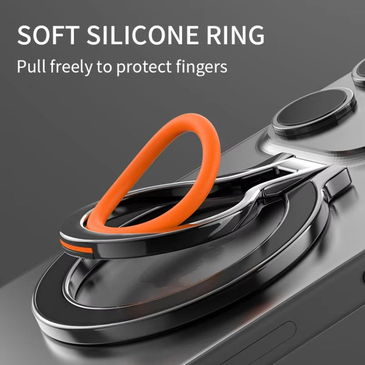 Magnetic Mobile Phone Holder Zinc Alloy Phone Finger Ring Bracket With Silicone Ring Guard, Style 2  Black, Style 2 Black+Orange, Style 2 Silver+Orange