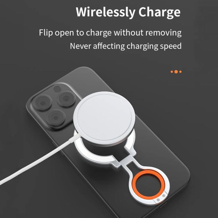 Magnetic Mobile Phone Holder Zinc Alloy Phone Finger Ring Bracket With Silicone Ring Guard, Style 2 Silver+Orange, Style 2  Black, Style 2 Black+Orange