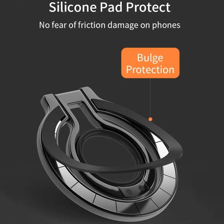 Magnetic Mobile Phone Holder Zinc Alloy Phone Finger Ring Bracket With Silicone Ring Guard, Style 2  Black, Style 2 Black+Orange, Style 2 Silver+Orange