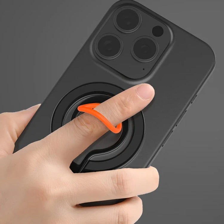 Magnetic Mobile Phone Holder Zinc Alloy Phone Finger Ring Bracket With Silicone Ring Guard, Style 2  Black, Style 2 Black+Orange, Style 2 Silver+Orange