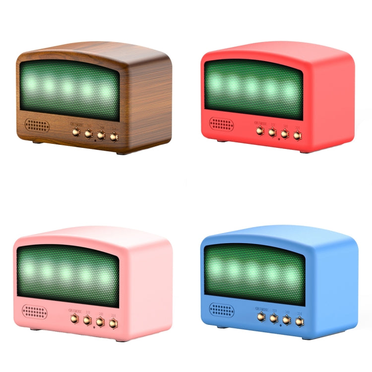 BT11-D Mini Card USB Flash Drive FM Radio Retro Wireless Bluetooth Speaker, Pearwood, Red, Pink, Blue