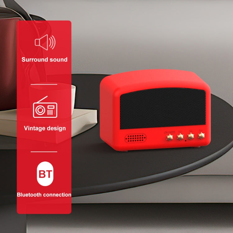 BT11-D Mini Card USB Flash Drive FM Radio Retro Wireless Bluetooth Speaker, Pearwood, Red, Pink, Blue
