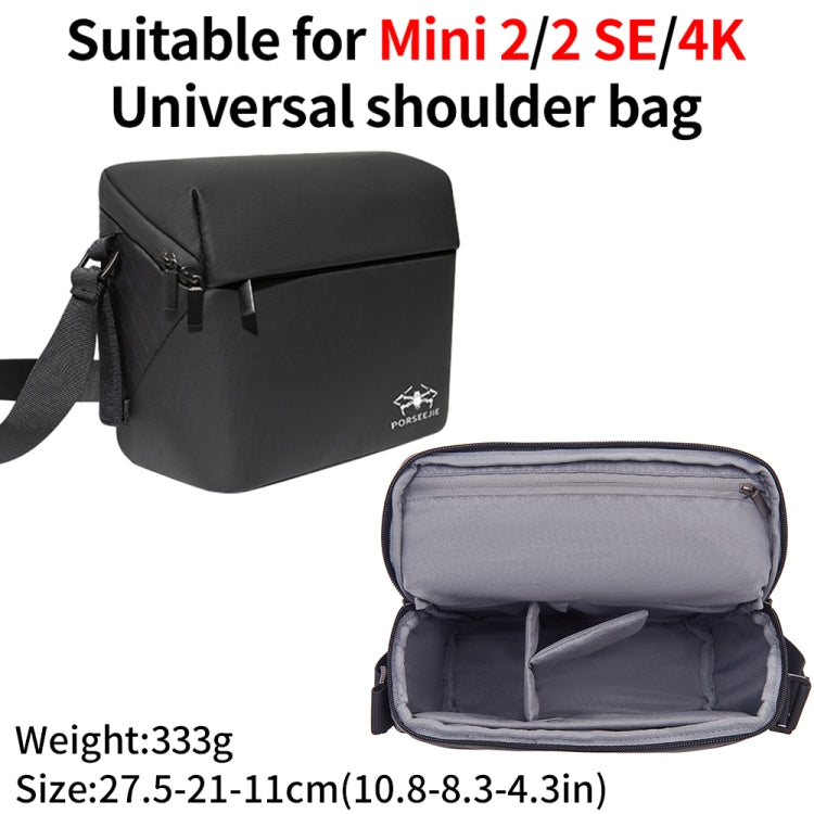 For DJI Mini 4K / Mini 2 SE / Mini 2 Portable Waterproof Shoulder Bag Messenger Bag, Mini 4K  Black
