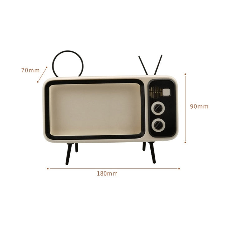 Retro Small TV Desktop Cell Phone Holder With Bluetooth Speaker Player, With Bluetooth Speaker