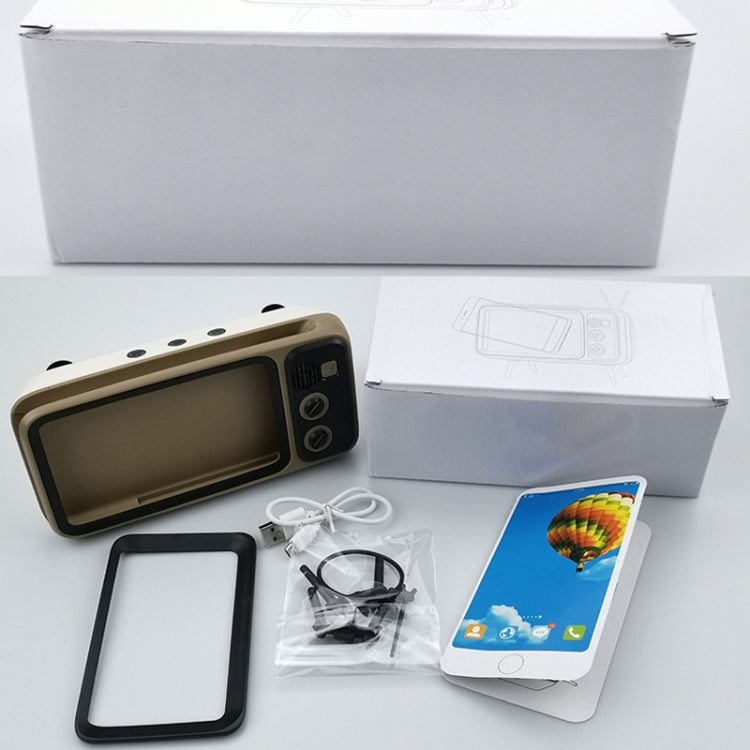 Retro Small TV Desktop Cell Phone Holder With Bluetooth Speaker Player, With Bluetooth Speaker