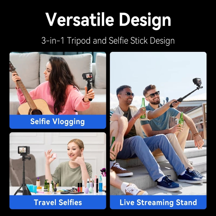 TELESIN Mini Selfie Stick Quick Release Tripod 15-40cm Adjustable Bracket For Sports Camera, S1-MNP-02
