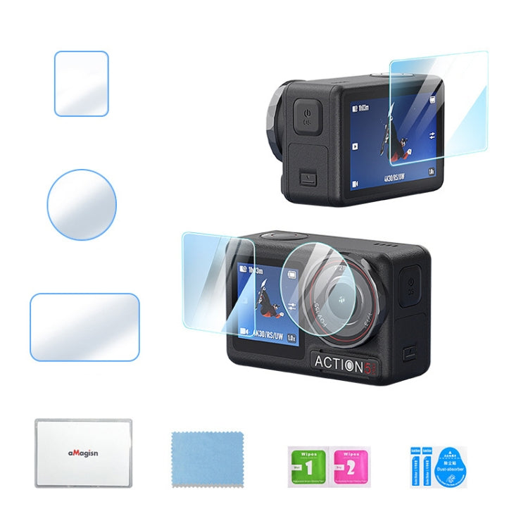 For DJI Osmo Action 5 Pro aMagisn 9H Hardness Tempered Glass Set, Package A, Package B