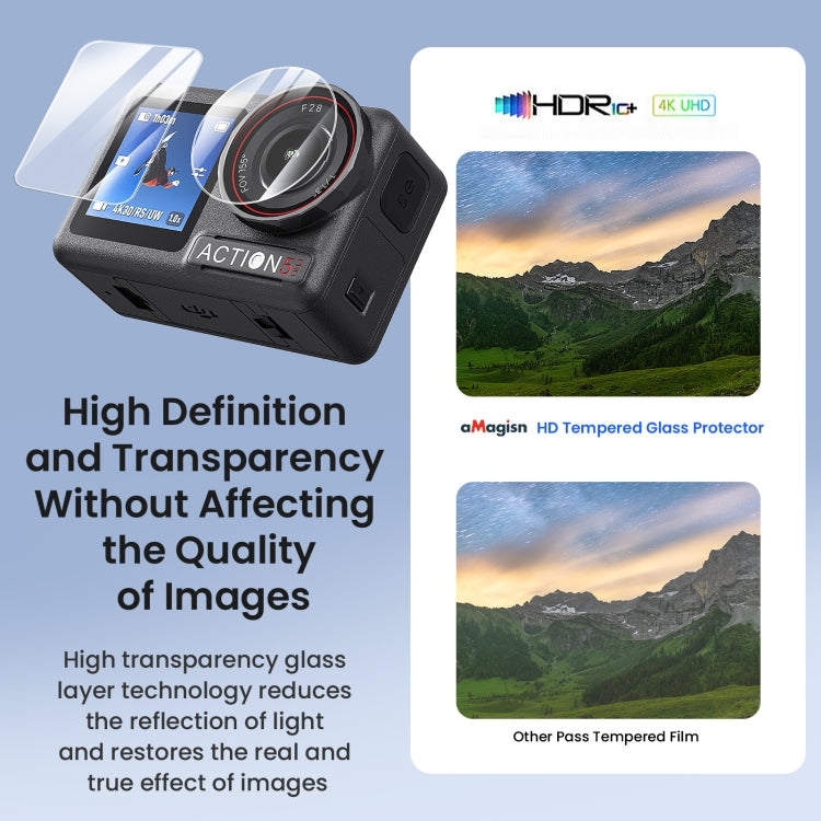 For DJI Osmo Action 5 Pro aMagisn 9H Hardness Tempered Glass Set, Package A, Package B