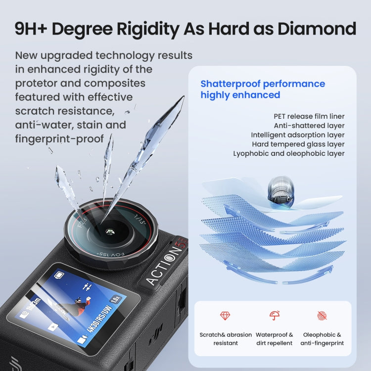 For DJI Osmo Action 5 Pro aMagisn 9H Hardness Tempered Glass Set, Package A, Package B