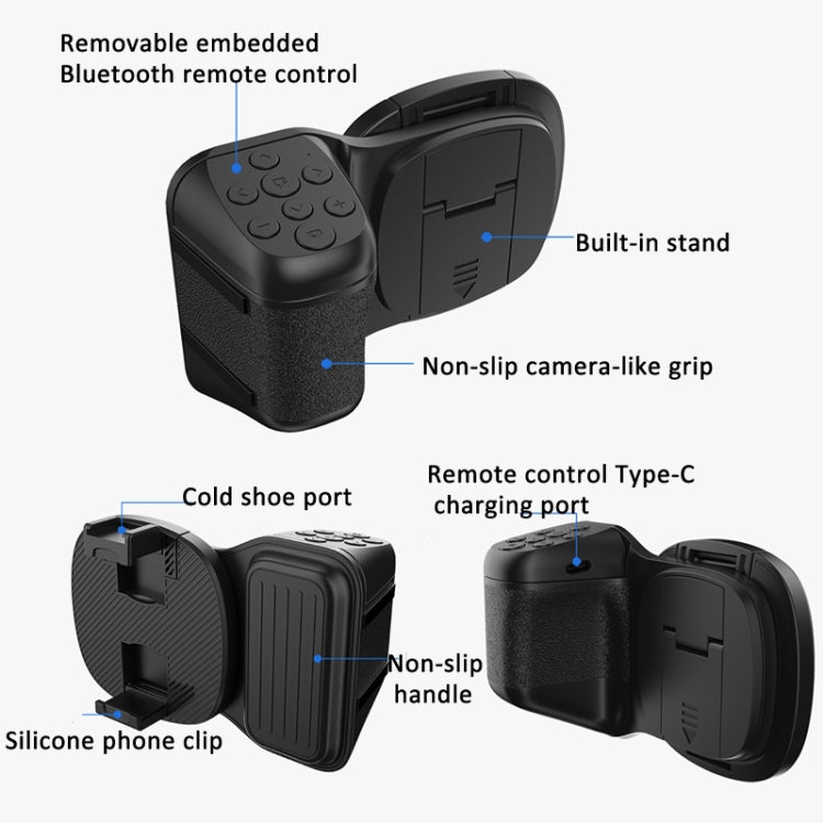 Phone Camera Grip With Cold Shoe Mount and Bluetooth Remote Control, Without Fill Light, With Fill Light