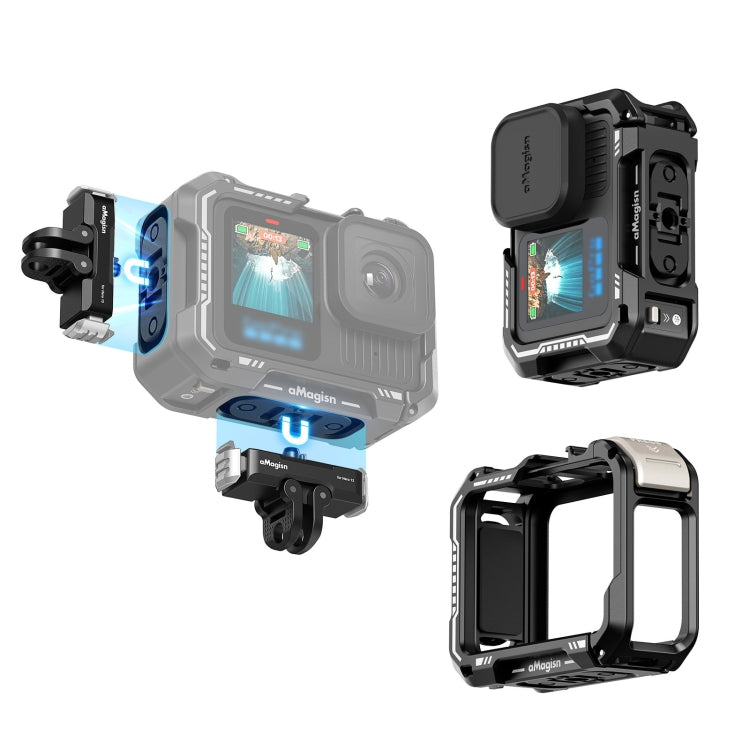 AMagisn Upgrade Ver Metal Rabbit Cage For GoPro HERO13 Black / HERO12 Black / HERO11 Black / HERO10 Black / HERO9 Black, AP10