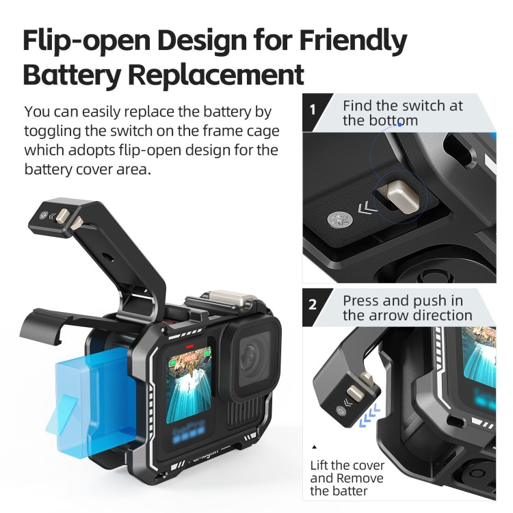 AMagisn Upgrade Ver Metal Rabbit Cage For GoPro HERO13 Black / HERO12 Black / HERO11 Black / HERO10 Black / HERO9 Black, AP10