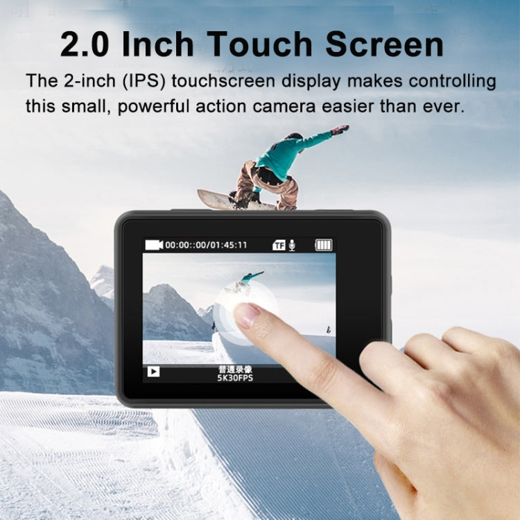 5K/30FPS WIFI HD Anti-Shake Remote Touch Dual-Screen IP68 Waterproof Sports Camera, Microphone Version