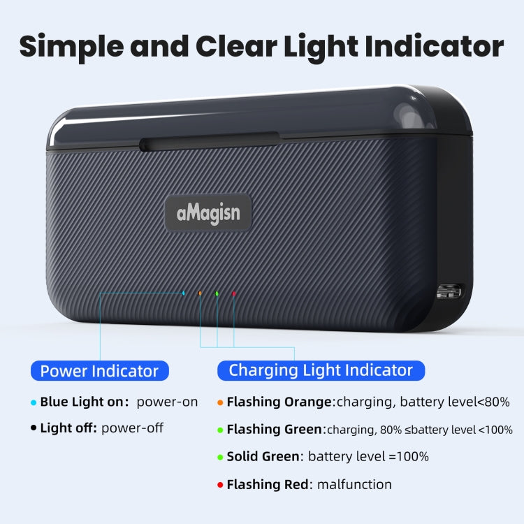 For DJI Action 5 Pro aMagisn Battery Charger Fast Charging Box Storage Compartment