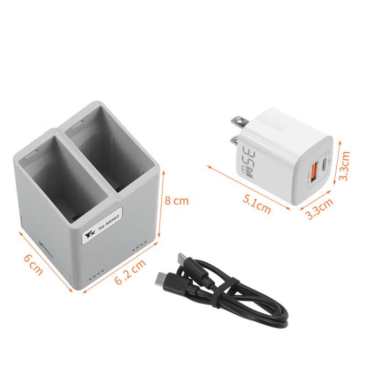 For DJI Mini 4 Pro / Mini 3 Pro / Mini 3 YX  Dual-Way Charger Battery Manager, Without Plug, With 35W US Plug, With 35W EU Plug